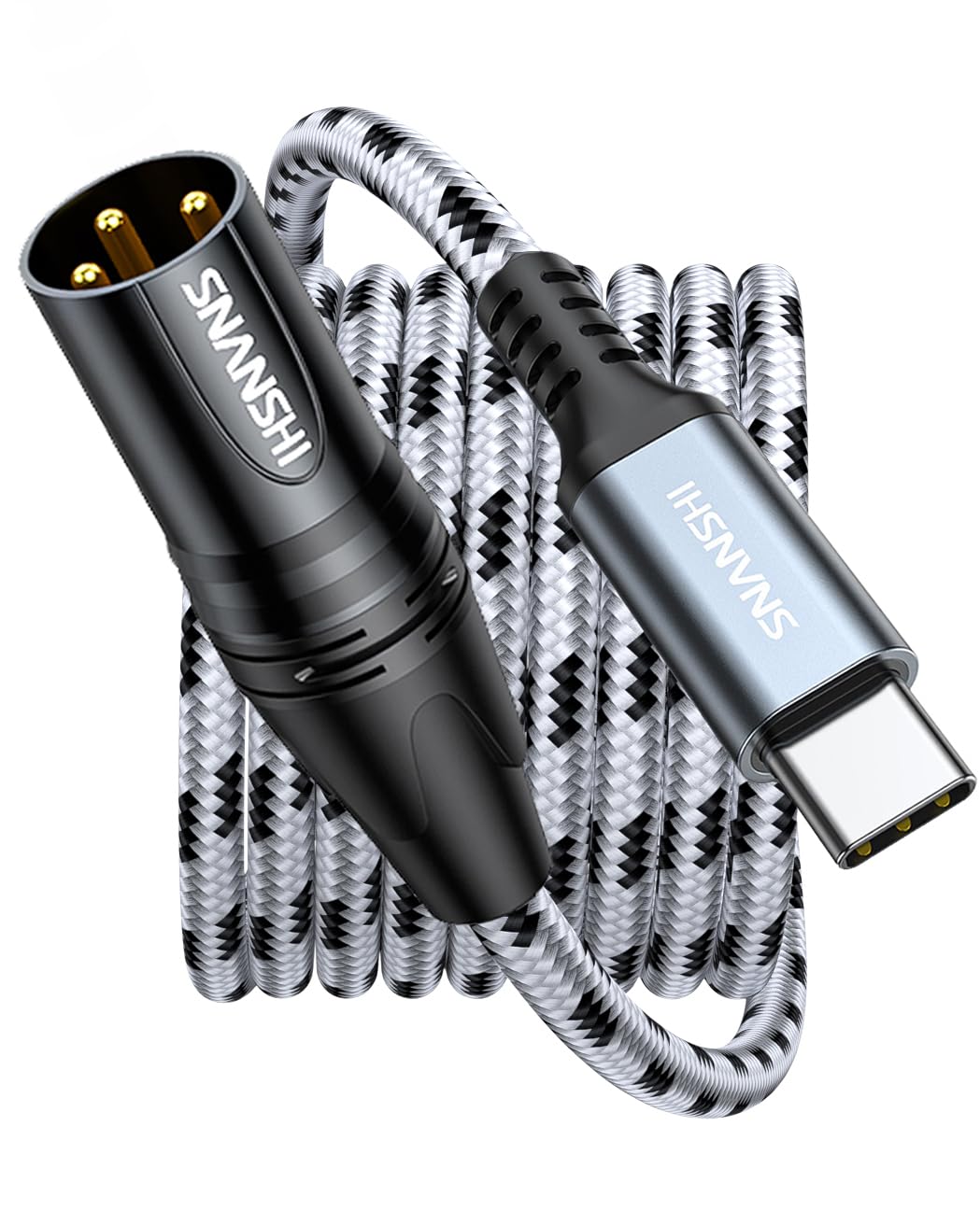 SNANSHI USB Type C to XLR Male Cable 6.6ft, Audio Output Only (No Mic Input), USB C to XLR Unbalanced Cord for Active Speaker, Amp, Mixer, Compatible with iPhone 17/16/15, Galaxy S25 /S24/S23