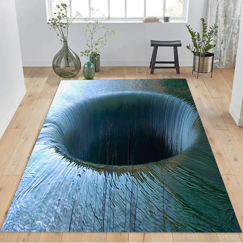 Optical Illusion Area Rug 4'x 6'3D Vortex Rug Washable Foldable Throw Rugs Non-Slip Entryway Indoor Entrance Carpet for Laundry Bedroom Living Room