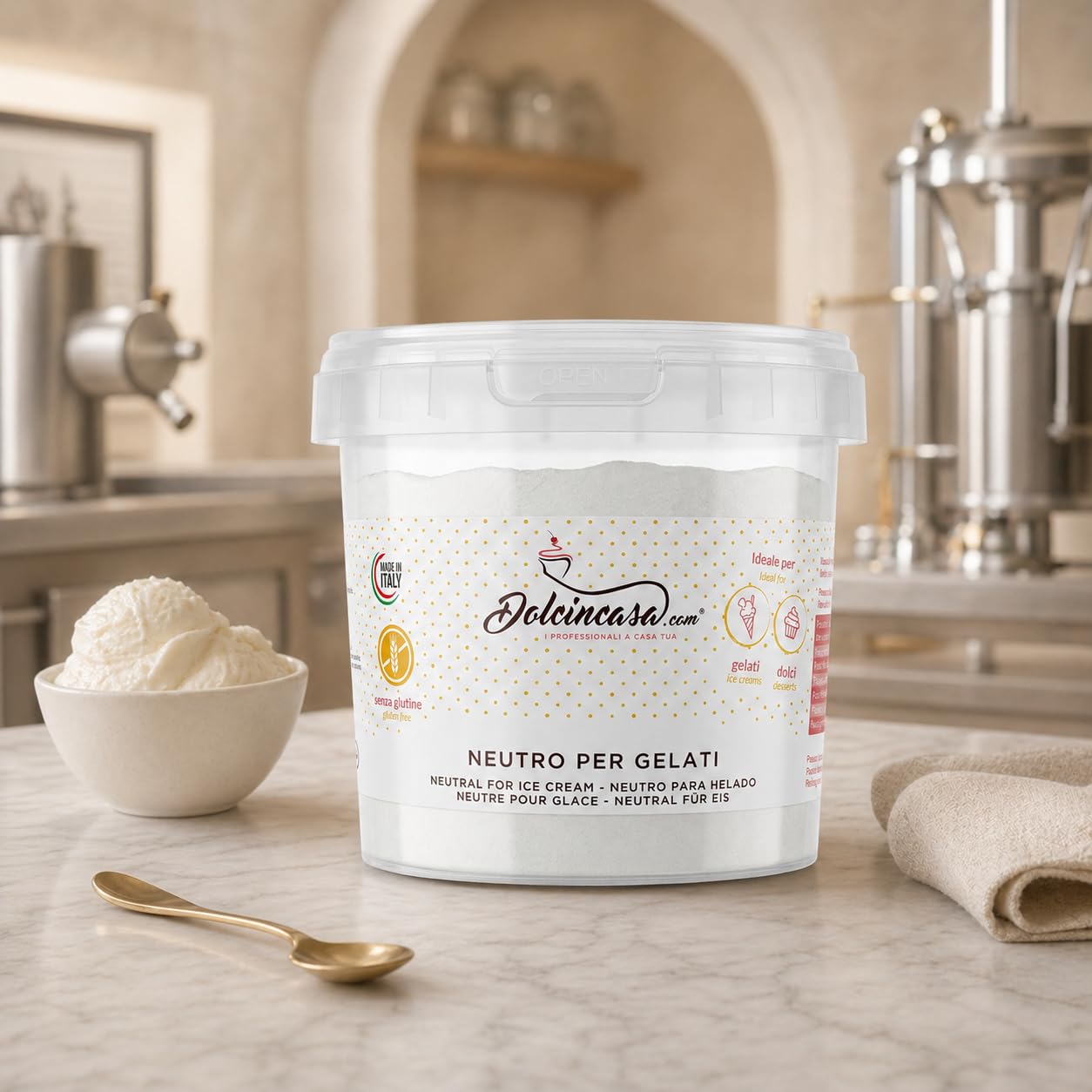 Dolcincasa-com Neutre pour Crème Glacée et Gelato de Fruits avec Farine de Guar et Graines de Caroube Epaississant Emulsifiant Stabilisateur Sans Gluten Usage Domestique Professionnel Pack de 500 g