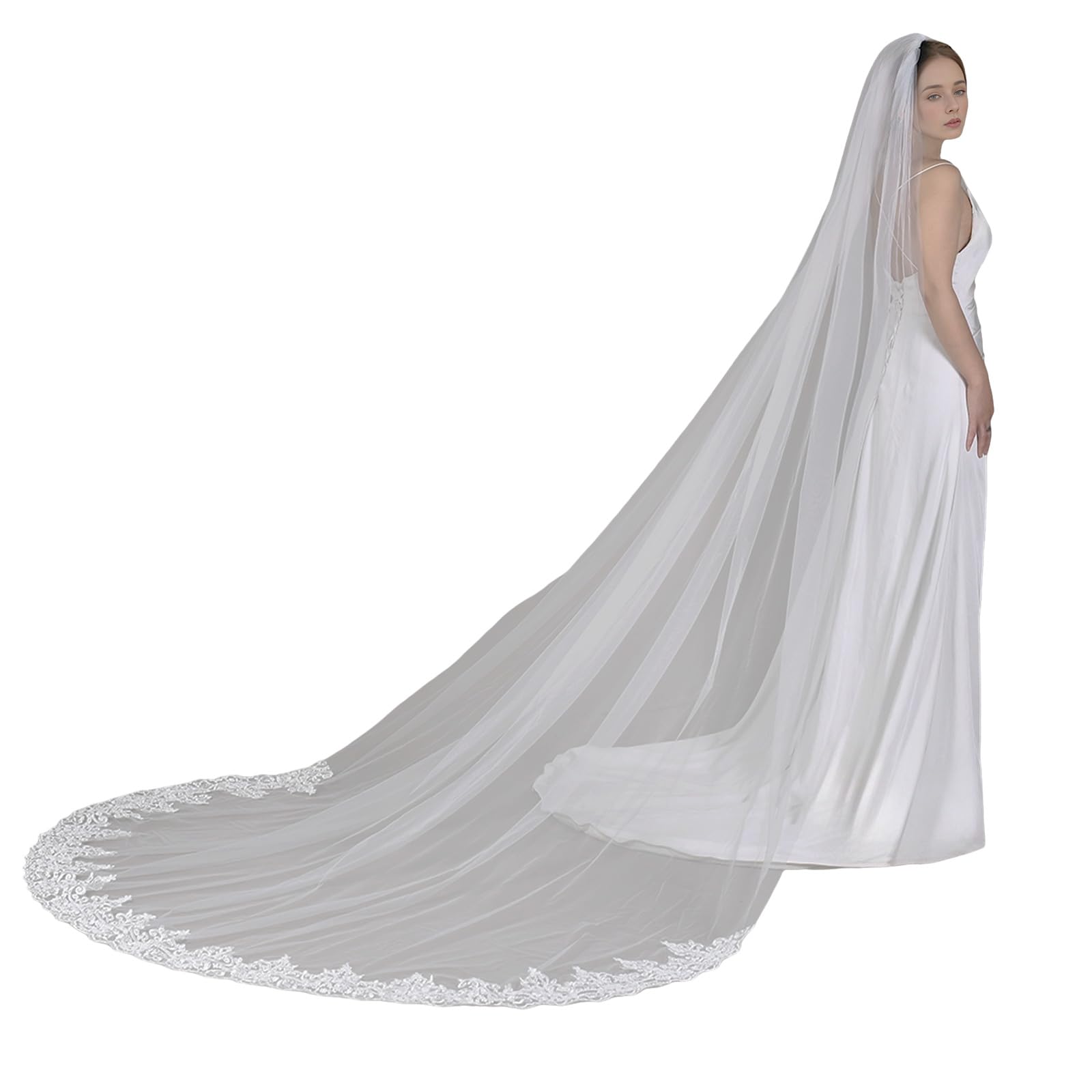 Tocado de novia ligero con encaje ornamental, perfecto para exteriores, aireado, ligero, con encaje ornamental