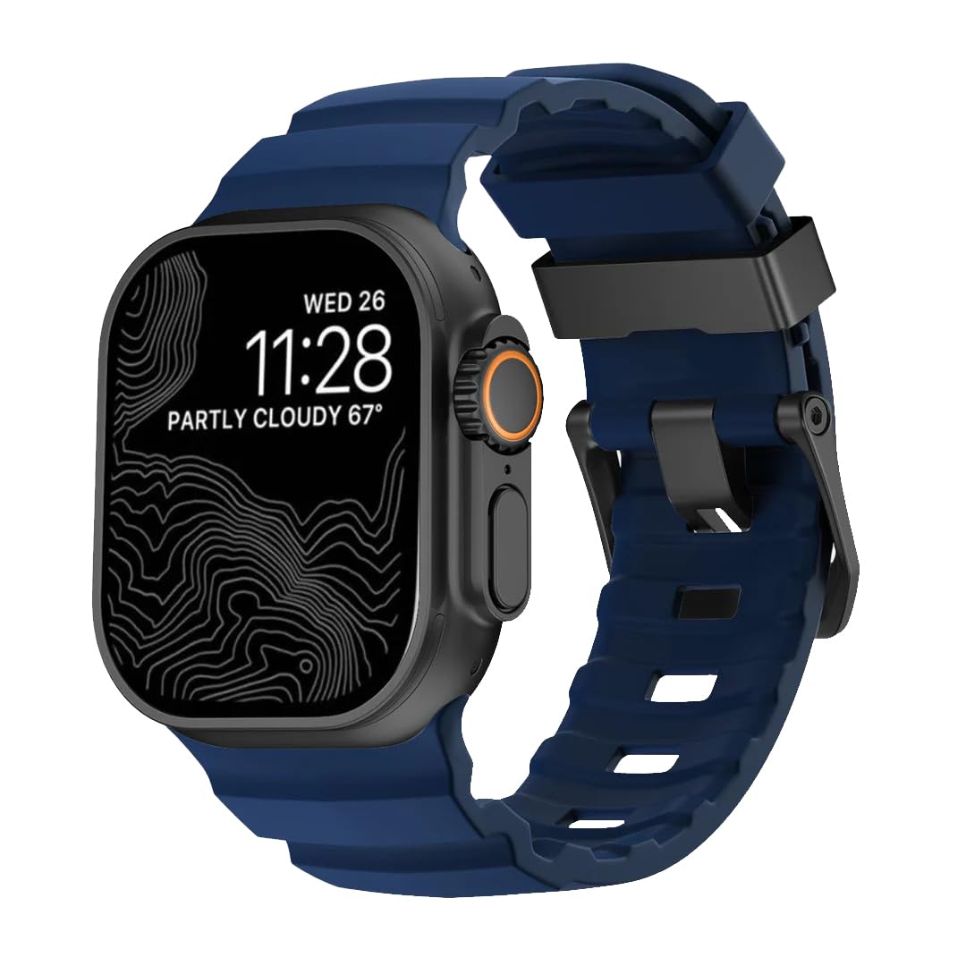 Rocky Point Adventurous Rugged Silicone Watch Strap Band Compatible with 42/44 / 45/46 / 49mm Bands With Titanium Metal Buckle For Apple Watch ultra 3 2 11 10 9 8 7 6 5 4 SE 3-image-6
