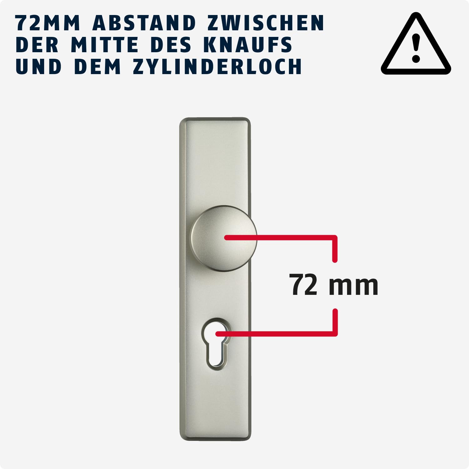 ABUS Türbeschlag KLS114 - für Wohnungstüren mit 72 mm Abstandsmaß - Türgriff innen, Türknauf außen - für nach links und rechts öffnende Türen - VdS anerkannt - F2 (Neusilber)