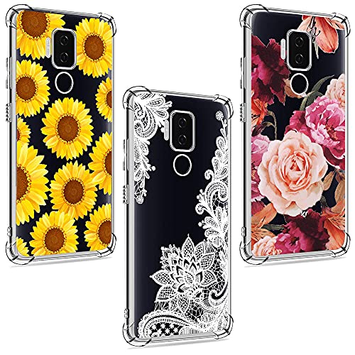 (3 Pack) Cricket Influence Caseï¼ŒAT&T Maestro Plus (V350U) Case, Shock-Absorption Anti-Scratch Crystal Clear Soft TPU Bumper Protective Phone Case Cover for Cricket Influence, Flower