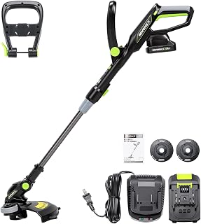 NovorikX 20V Cordless Grass Trimmer With Command Feed And 2 Batteries, Line Trimmer & Edge Cutter 2-in-1, Cutting width 30 cm, Line Diameter 1.6 mm, Lightweight String Trimmer, 1.7kg