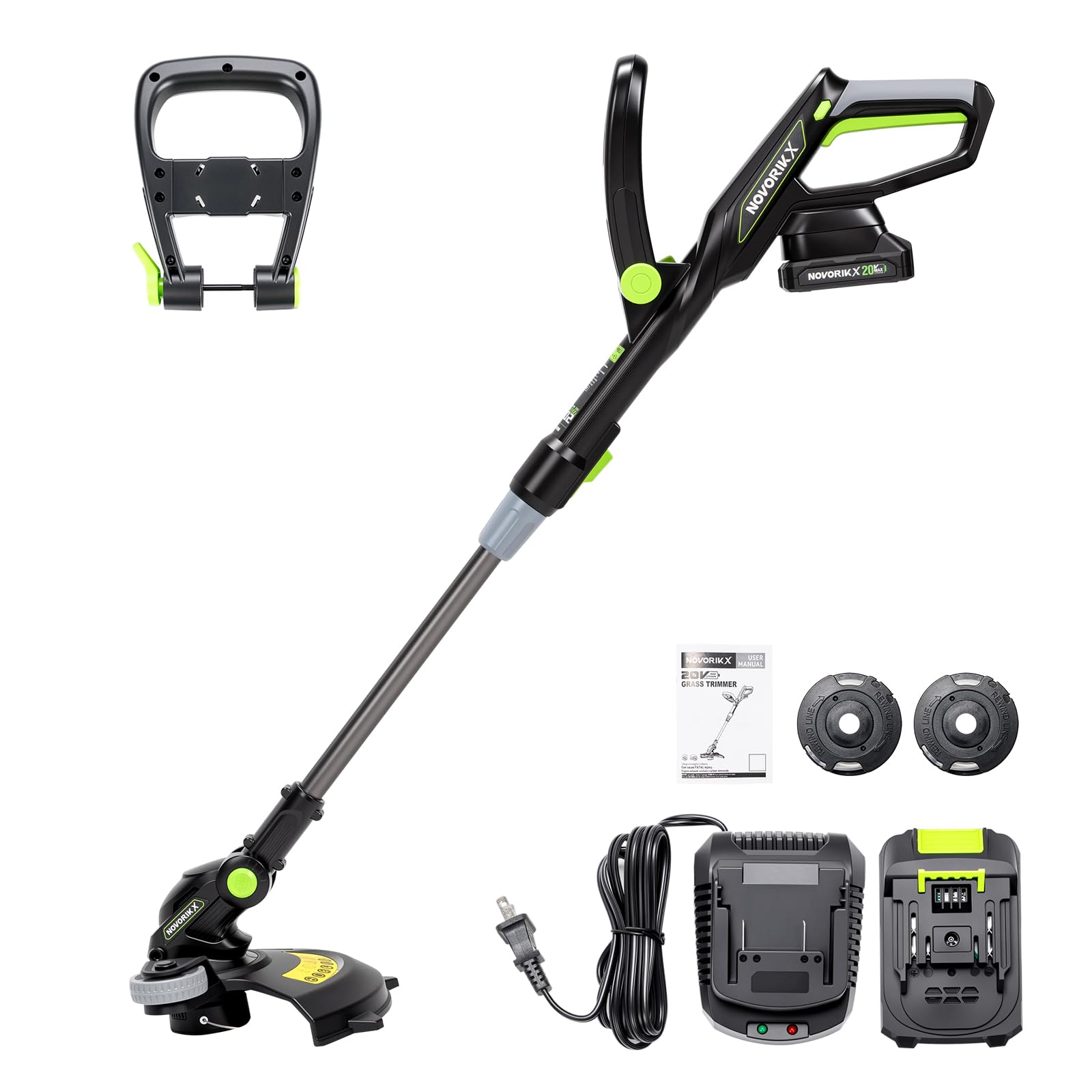 NovorikX 20V Cordless String Trimmer con 2.0Ah Batteria,