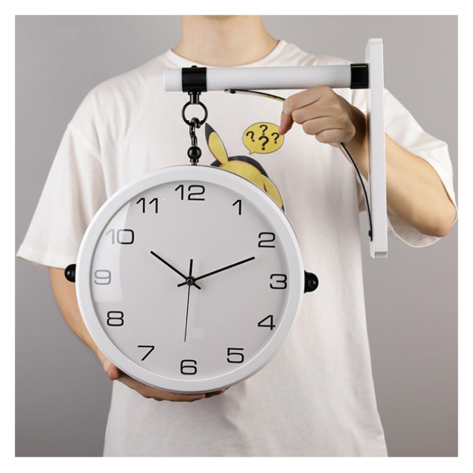 Cichy Zegar Ścienny Duży Metalowy Dwustronny Z Litego Drewna Modne Zegarki Ścienne Do Salonu Home Decor Horloge Precyzyjny I Cichy(Style3)