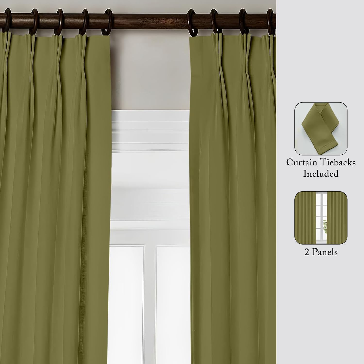 Magic Drapes Pinch Pleated Curtain 63 Inch Length Blackout Curtain for Bedroom Living Room 2 Panels Window Treatment Room Darkening Cortinas Pinch Pleated Drapes W(35"+35") L63(Bottle Green)