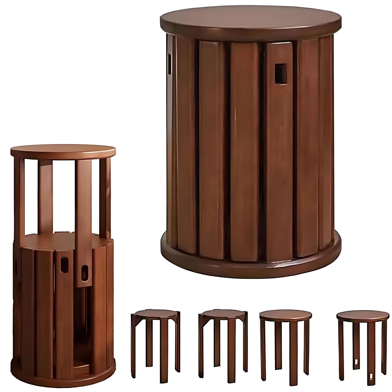 Set di 4 sgabelli impilabili in legno massello, sgabello impilabile multifunzionale, design minimalista salvaspazio per soggiorno, camera da letto, cucina, sala da pranzo