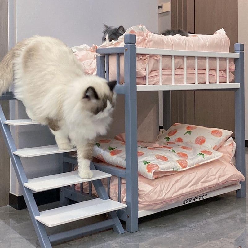 Amazon | 階段付き犬用二段ベッド、取り外し可能な二層ペットベッド