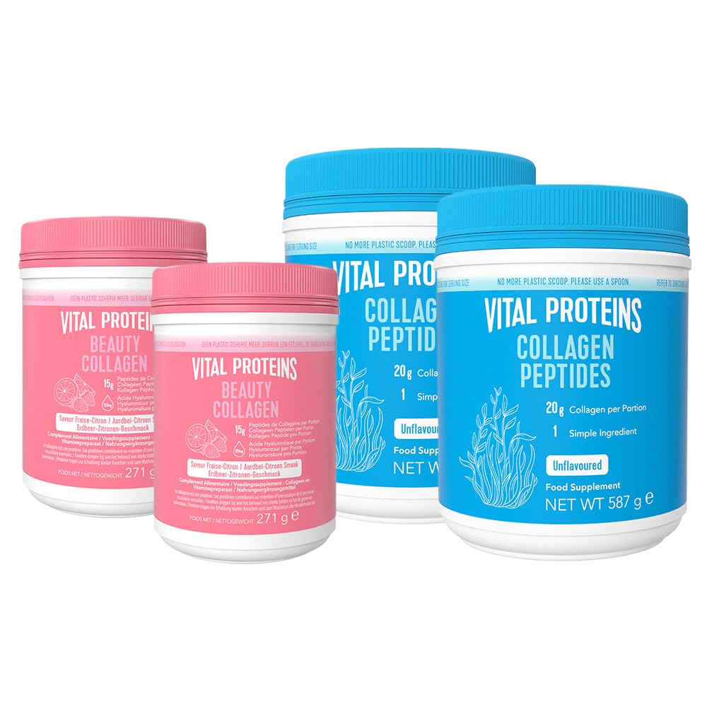 Vital Proteins - Duo Collagen Peptides 587 g & Beauty Collagen 271 g | Sans gluten, poudre de collagène hydrolysé Type I & III