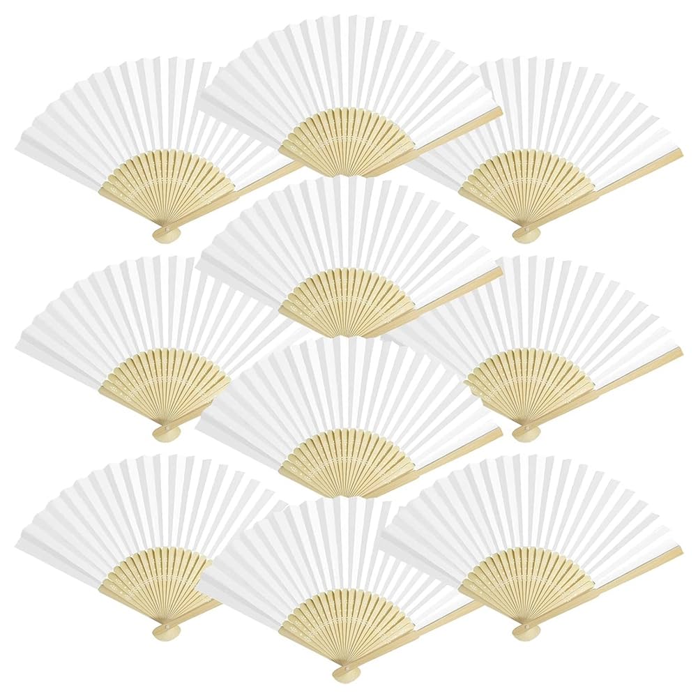 Hndhbfgrt Summer Cooling Paper Hand Fans 10PCS 8.3 Inch Foldable Bamboo Folding Fans for Baby Shower for Wedding Favors Handheld
