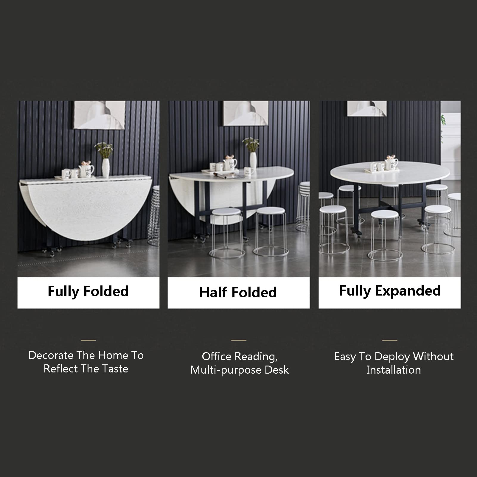Heavy-Du - Tavolo da cucina pieghevole con ruote, 1 m, salvaspazio, portatile, per casa, magazzino, design versatile e facile da spostare