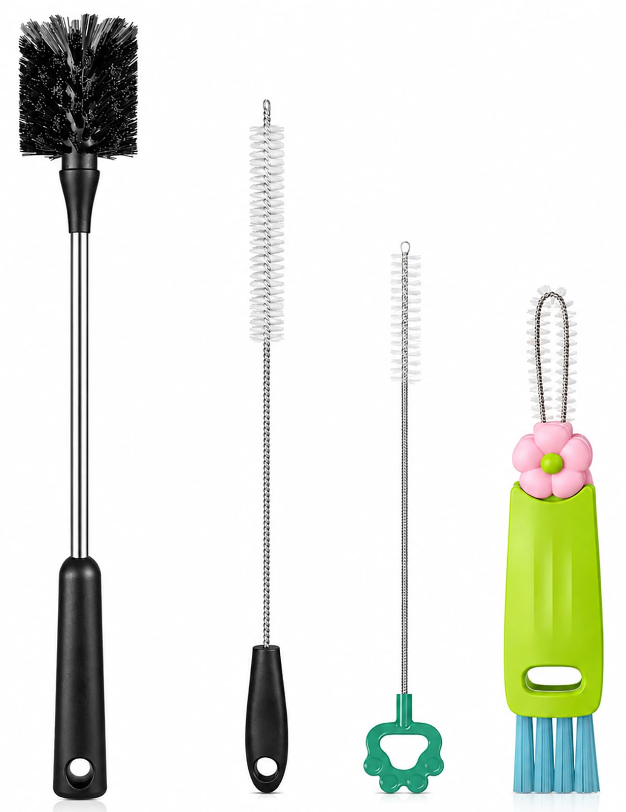 Photo 1 of [4 Pack] Bottle Brush, 15 Inches Stainless Steel Long Handle Baby Bottle Scrub Cleaning Brushes with Straw & Lid Brushes for Sports Water Bottle, Cups, Coffee Mugs, Glasswares