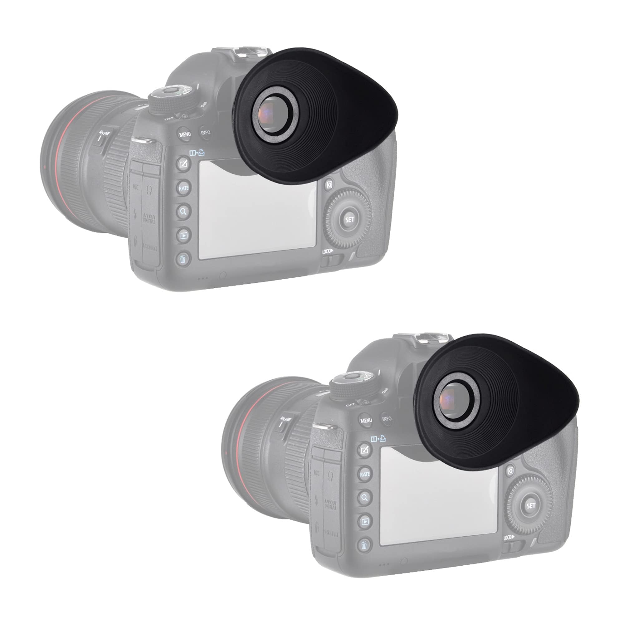 2 Oculari in Silicone Morbido e Grande Canon EOS 5Ds 5DsR 5DIII 5DIV 7DII | Oculare 360° Ruotabile, Anti-graffio, Scherma la luce diffusa, Ergonomia ovale per portatori di occhiali, per Canon EG Mirino