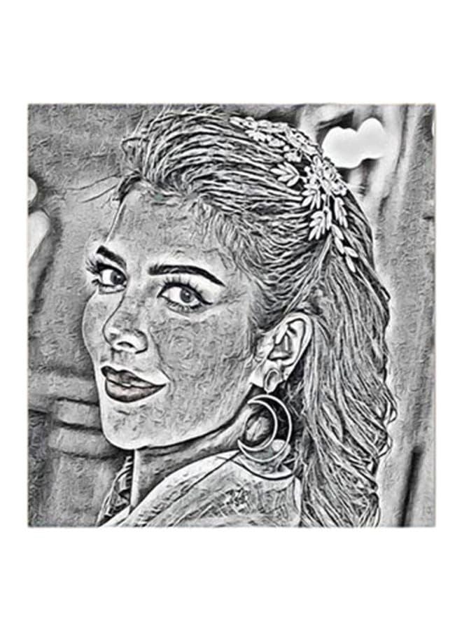 RYN Wooden Assala Nasri Wall Art Painting Grey/White/Black 30X30Centimeter