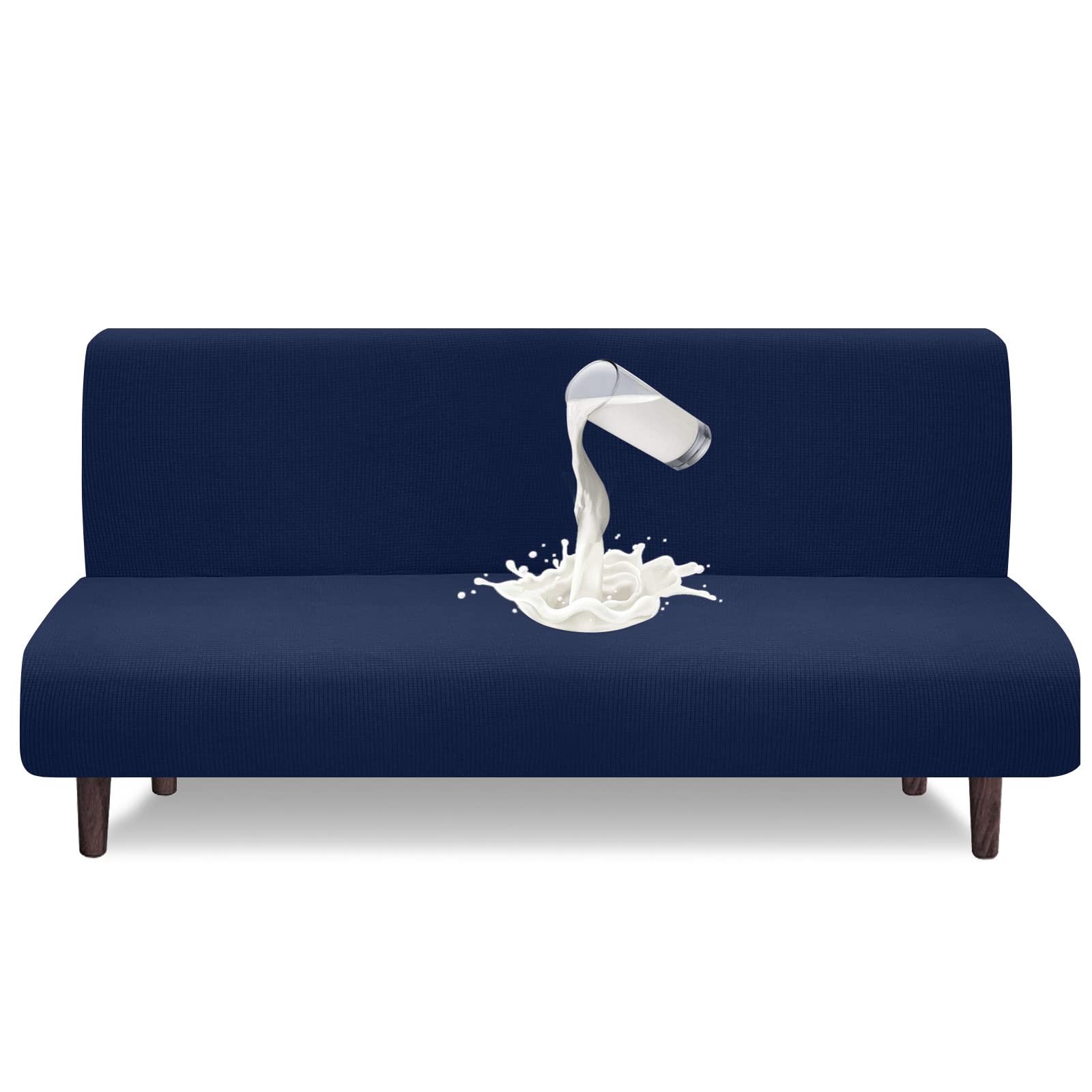Granbest Copertura impermeabile senza bracciolo Futon ad alta elasticità per divano letto pieghevole antiscivolo senza braccioli (blu marino)