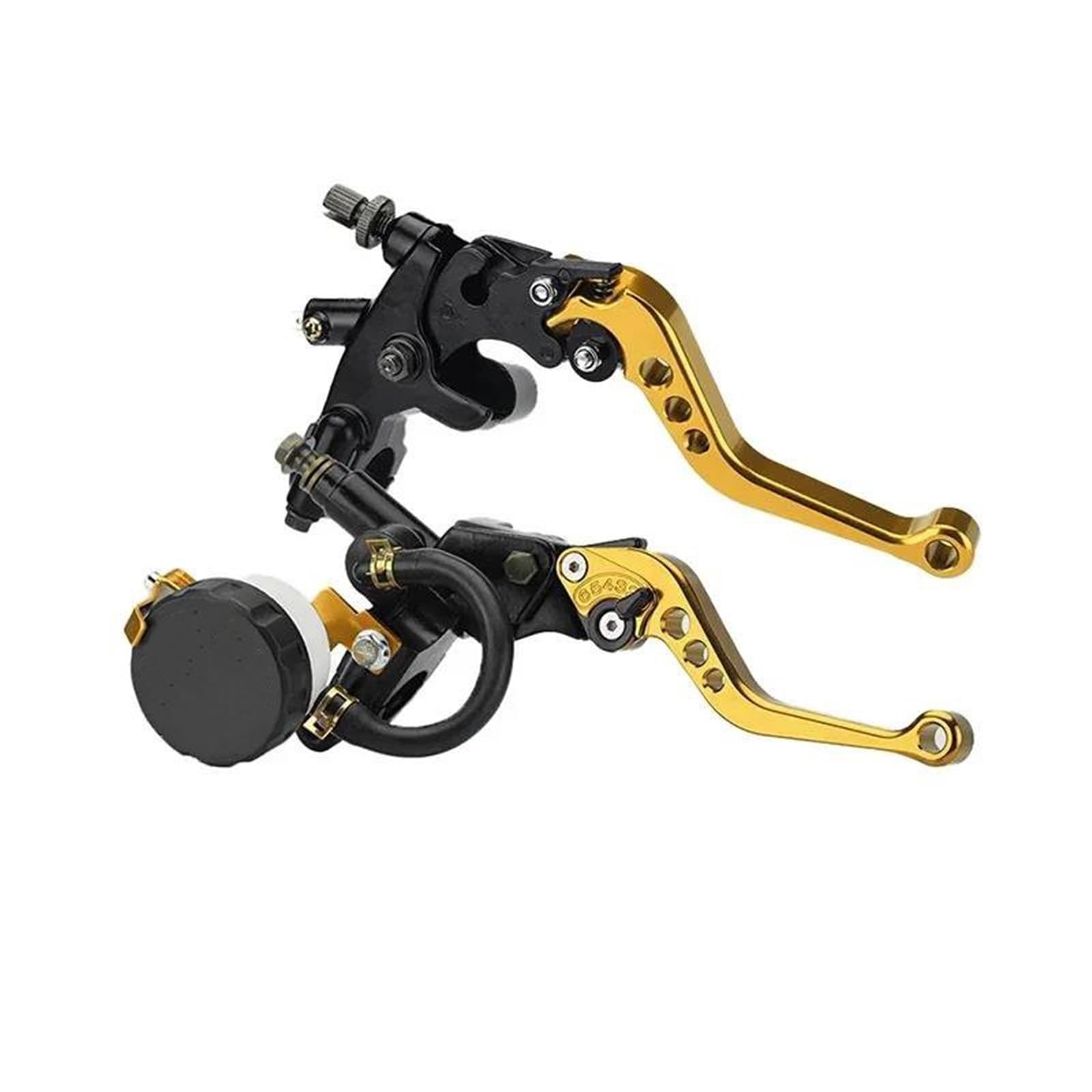 Kit De Leviers De Réservoir De Maître-Cylindre De Frein d'embrayage Réglable Universel pour Moto Guidon 7/8 "22 Mm Frein Main Embrayage Leviers(Gold)