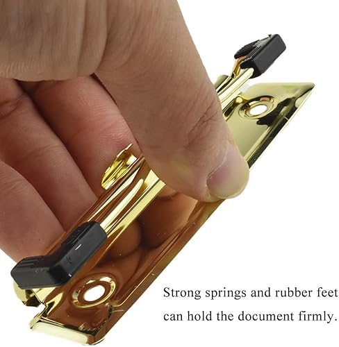 Miniatura 4 de HAHIYO Clips para portapapeles de metal dorado de 3.94 pulgadas, paquete de 6, clip duradero con resorte con empuñaduras de goma, agujero para