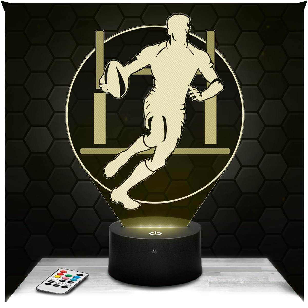Lampephoto.fr - 3D Rugby Lamp Touch Night Light Led Team Sport, 3D Hologram Effect, Football Gift Idea Christmas Birthday Boy