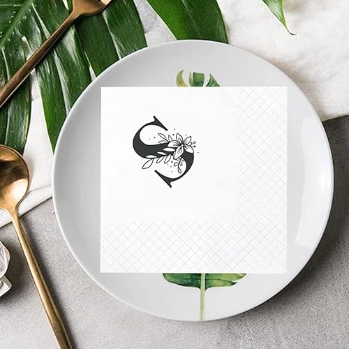 Miniatura 5 de Geloar Servilletas con monograma, paquete de 100 servilletas de papel desechables con monograma de letra U de color negro para cumpleaños, novia,