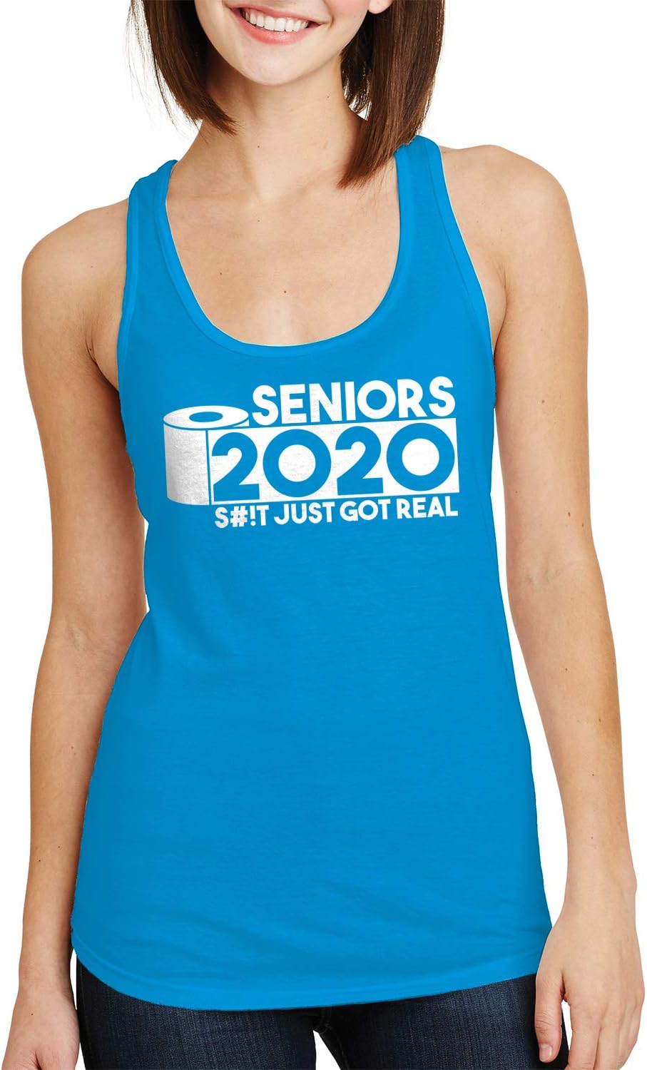 Threadrock Women's Seniors 2020 S#!t Just Got Real Graduation Racerback Tank Top