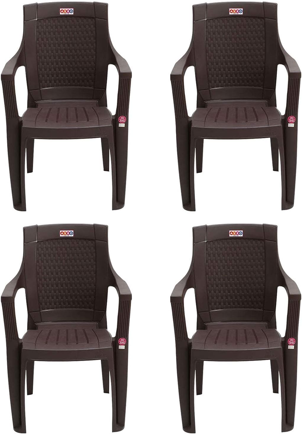 AVRO FURNITURE 7756 Plastic Chair | Set of 4 | Matt and Gloss Pattern | for Dining Room, Bedroom, Kitchen, Living Room | Bearing Capacity up to 150Kg | Strong & Sturdy Structure | 1 Year Guarantee