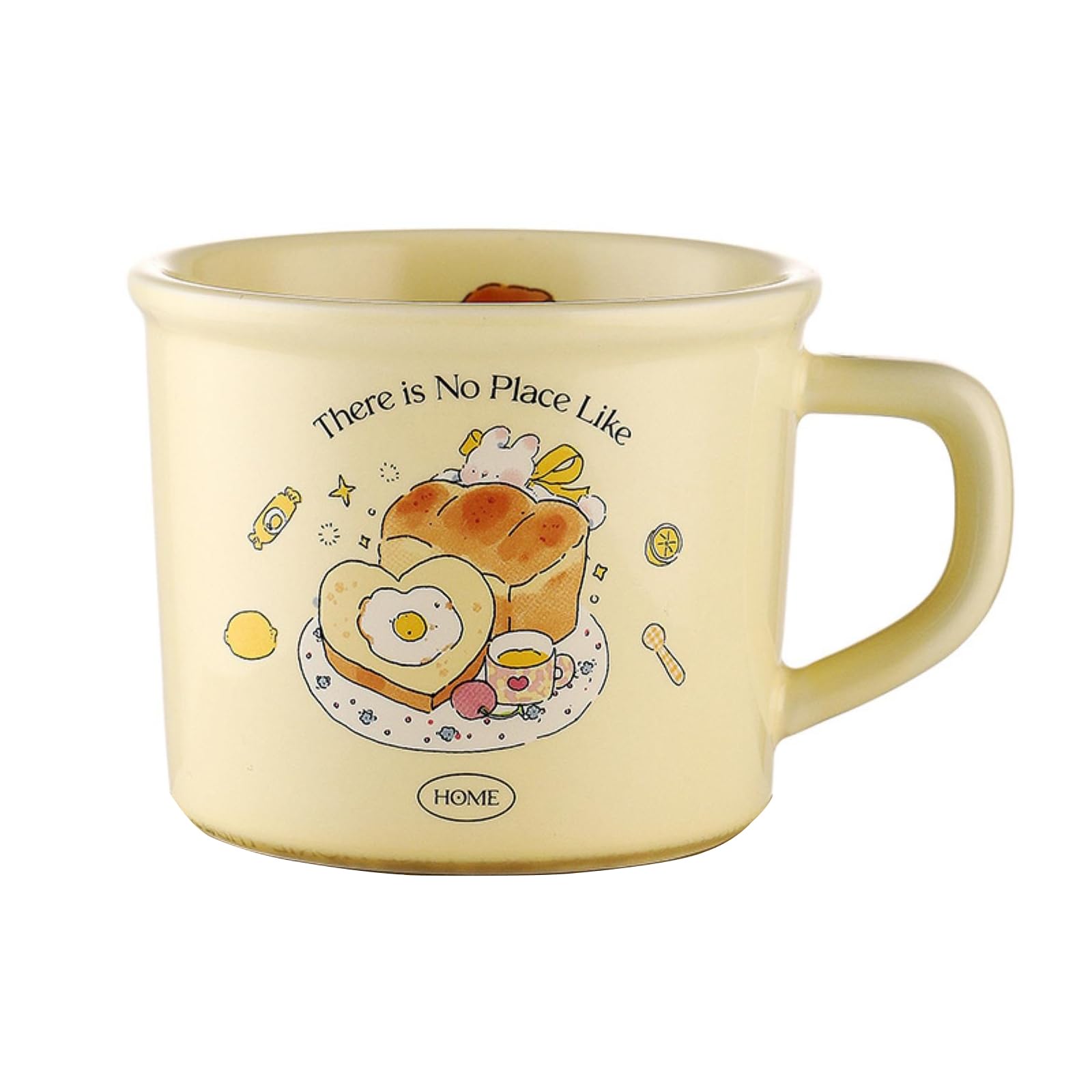 CAPIJIONG 380ml/13oz Bunny Ceramic Mug High End Exquisite Coffee Cup And Plate Set-Bread Rabbit Mug