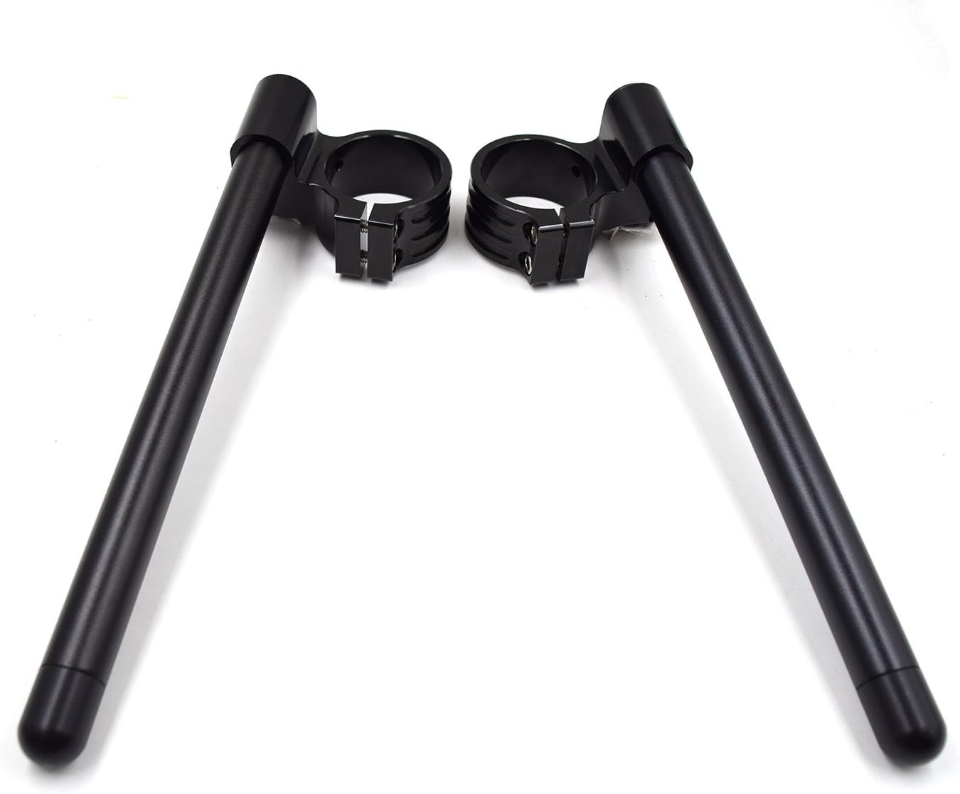 CNC Aluminum Φ 45mm Clip ons Handlebar Fit for CBR600RR 2003-2004 GSXR600 1997-2003 Tilt Angle 8° bars Φ 7/8", 45 mm Clip on Assembly Black