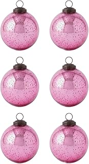 Serene Spaces Living Set of 6 Decorative Antique Rose Pink Mercury Glass...