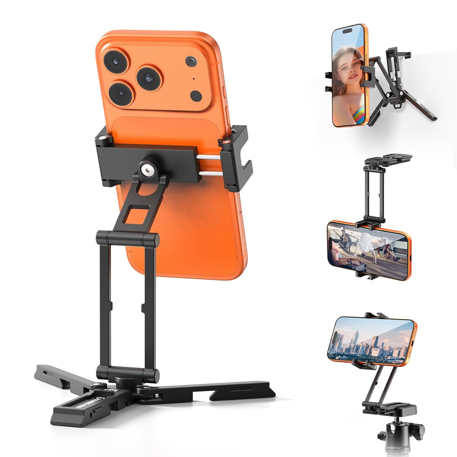 ULANZI Phone Tripod Mount with Arca Uka Base Foldable Mini Tripod with 2 Cold Shoes Handheld Grip Compatible