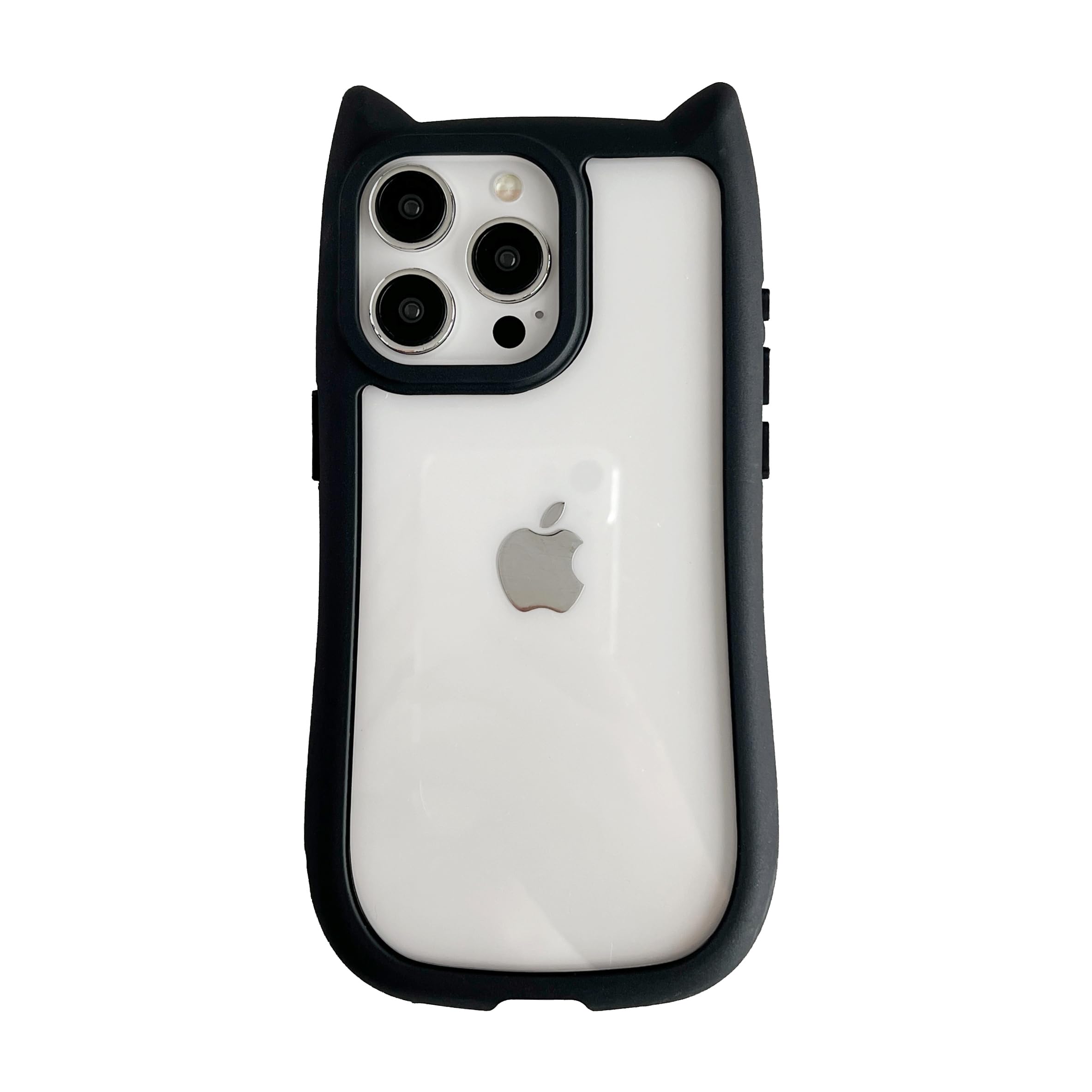 Cute Cat Ears Clear Phone Case Compatible with iPhone Case (Black,for iPhone 15)