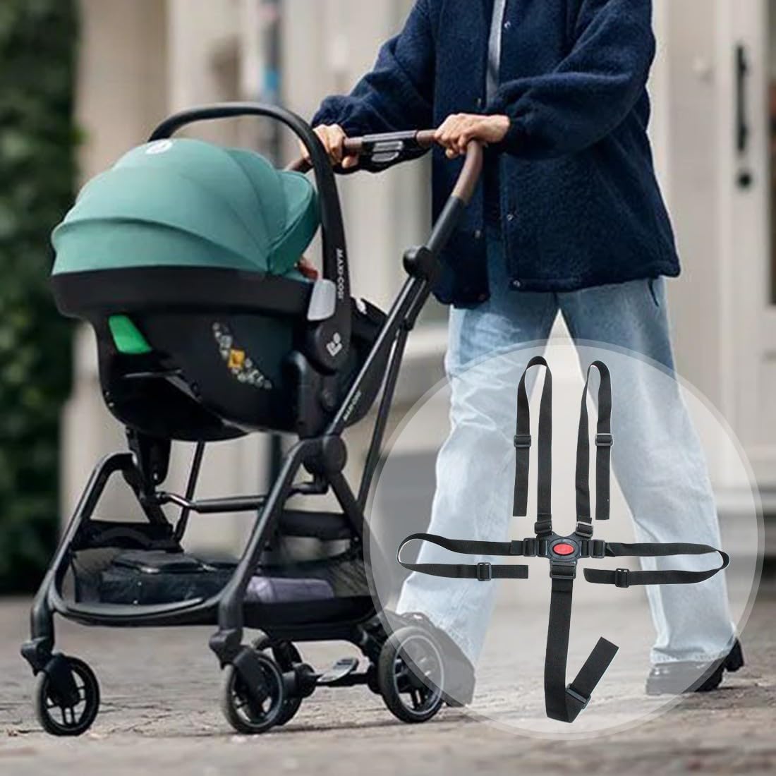 ZKGYUS Cinture Universali per Seggiolone Cinghie per Seggiolone a 5 Punti, Regolabile Cintura di Sicurezza per Bambini per Seggiolino Cinghie Passeggini per Bambini, Nero