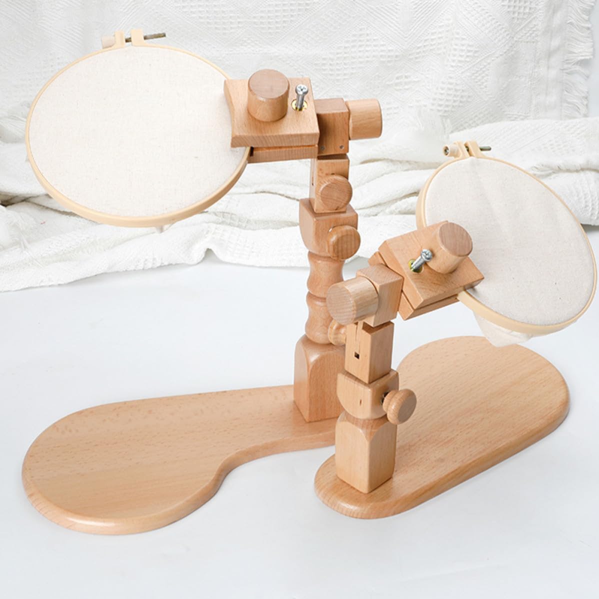 JEWEDECO 1juego Soporte de Bordado Ajustable de Madera de Haya para Escritorio Soporte para Punto de Cruz y Bordado Herramienta Práctica para Manualidades y Regalo para Aficionados