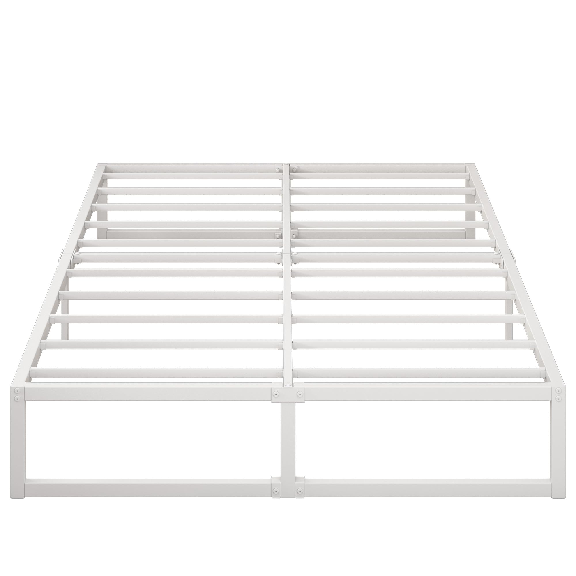 Yicensen Metallbett 140x200 cm mit Lattenrost Metall, 35cm Höhe Bettrahmen Doppelbett Stabiles Leichte Montage, Weiß