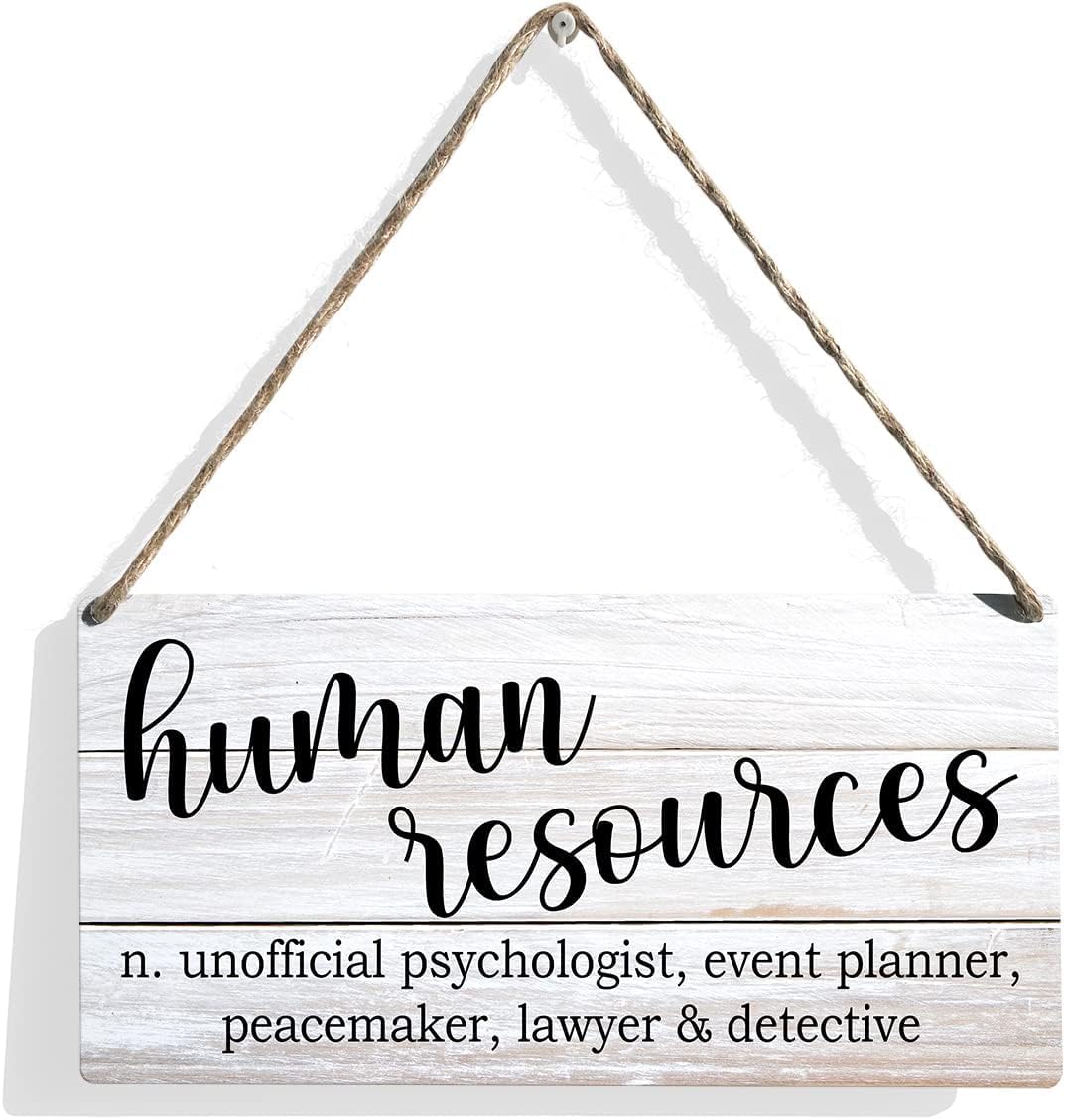 Maxsafe Human Resources Definition Wood With Sticker Sign Human Resources Wooden Signs Rustic Hanging Plaque Home Wall Art 12" x 6" Sign Wall Decor