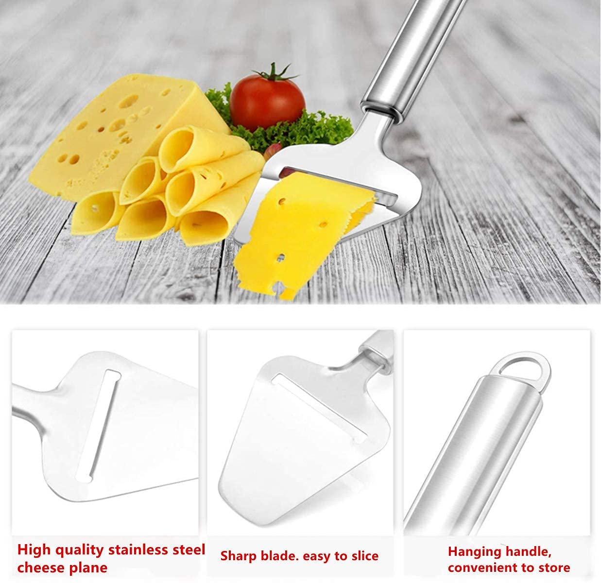 Affettatrice per Formaggio, Multifunzione, Taglia-Formaggio in Acciaio INOX con Filo di Taglio e Piastra di Misura, con 5 fili inclusi