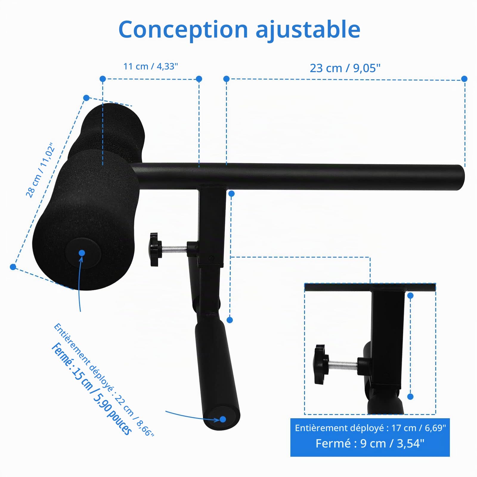 Tib Bar Tibialis Trainer, Topfinder Entraînement du Muscle Tibial Antérieur Réglable Knees Over Toes Calf Raise Machine Entraîneur de Tibia Barre Tibialis