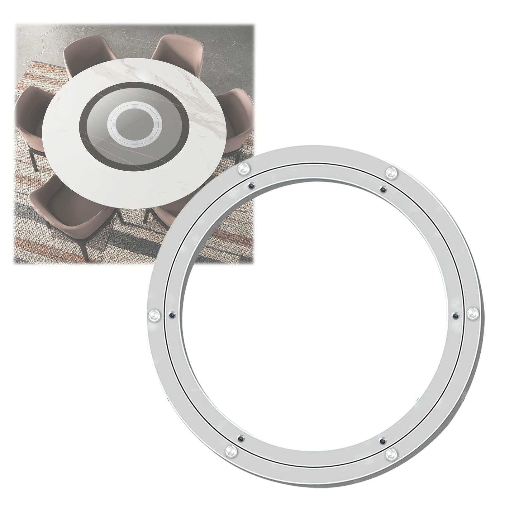 ApuaVireo&Co Aluminium Alloy Turntable Bearing， Turntable Rotary Bearing Lazy Susan Aluminum Alloy Silver Multiple Sizes(700 Mm)