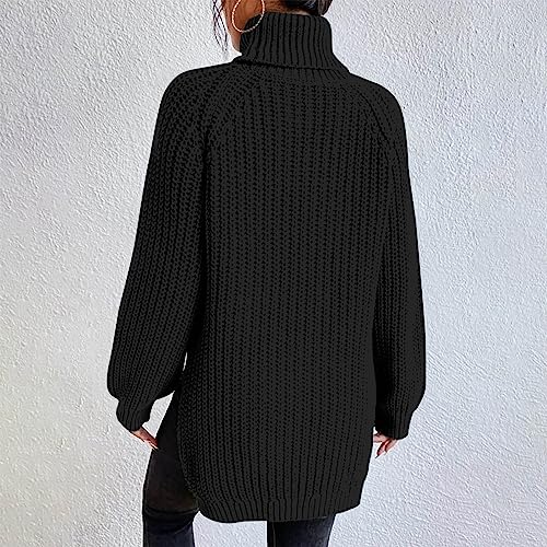 Turtle Neck Sweater Shirts for Juniors Winter Fall Long Sleeve Crochet Knit Plain Tops Shirt Blouses Women 2023 Y2K4