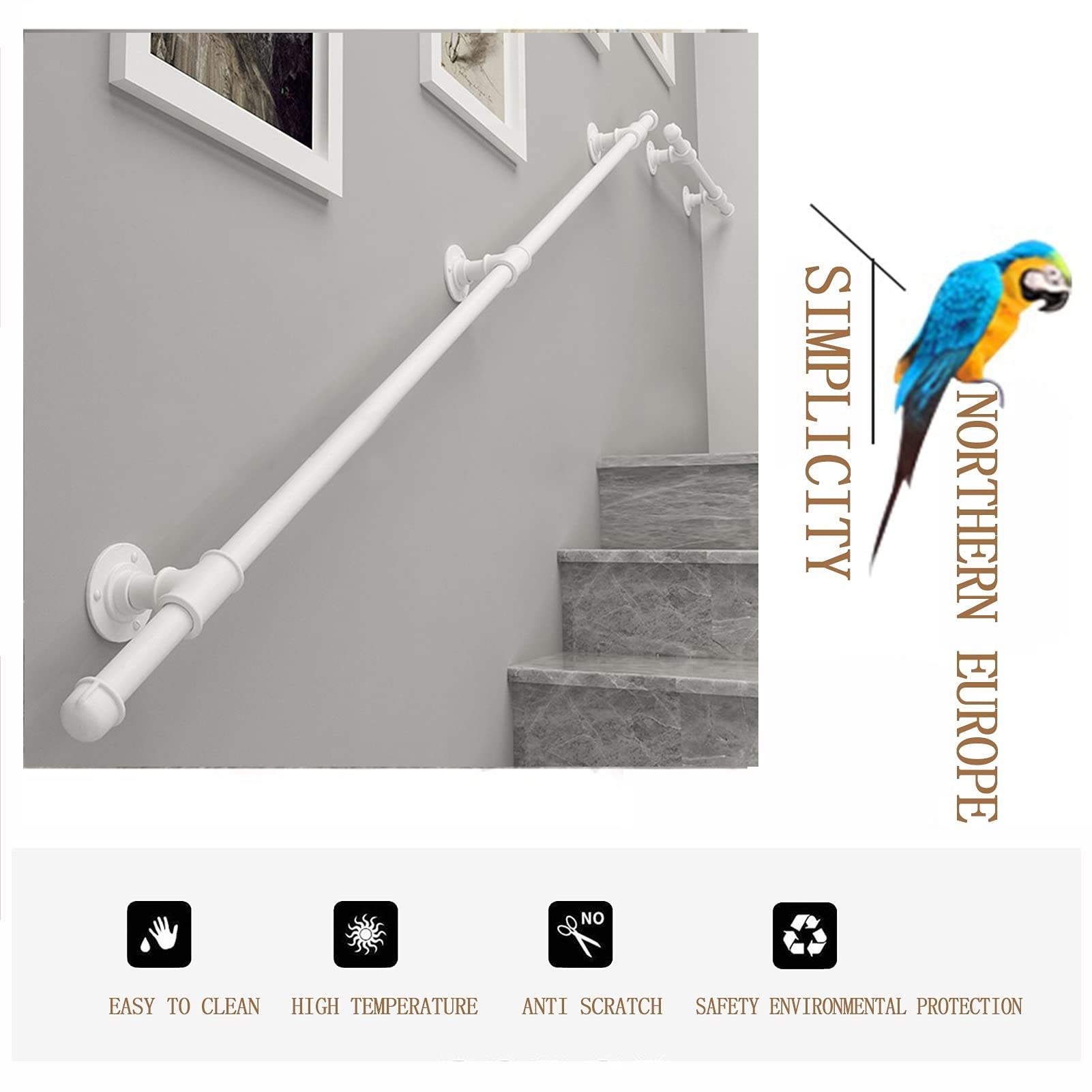 Poręcze Schody, Poręcze Poręcze Naścienne Wewnątrz Na Zewnątrz Poręcze Poręczowe, Schody Z Kutego Żelaza Poręcz Balustradowa - Projekt Wodociągu/2Ft/60Cm