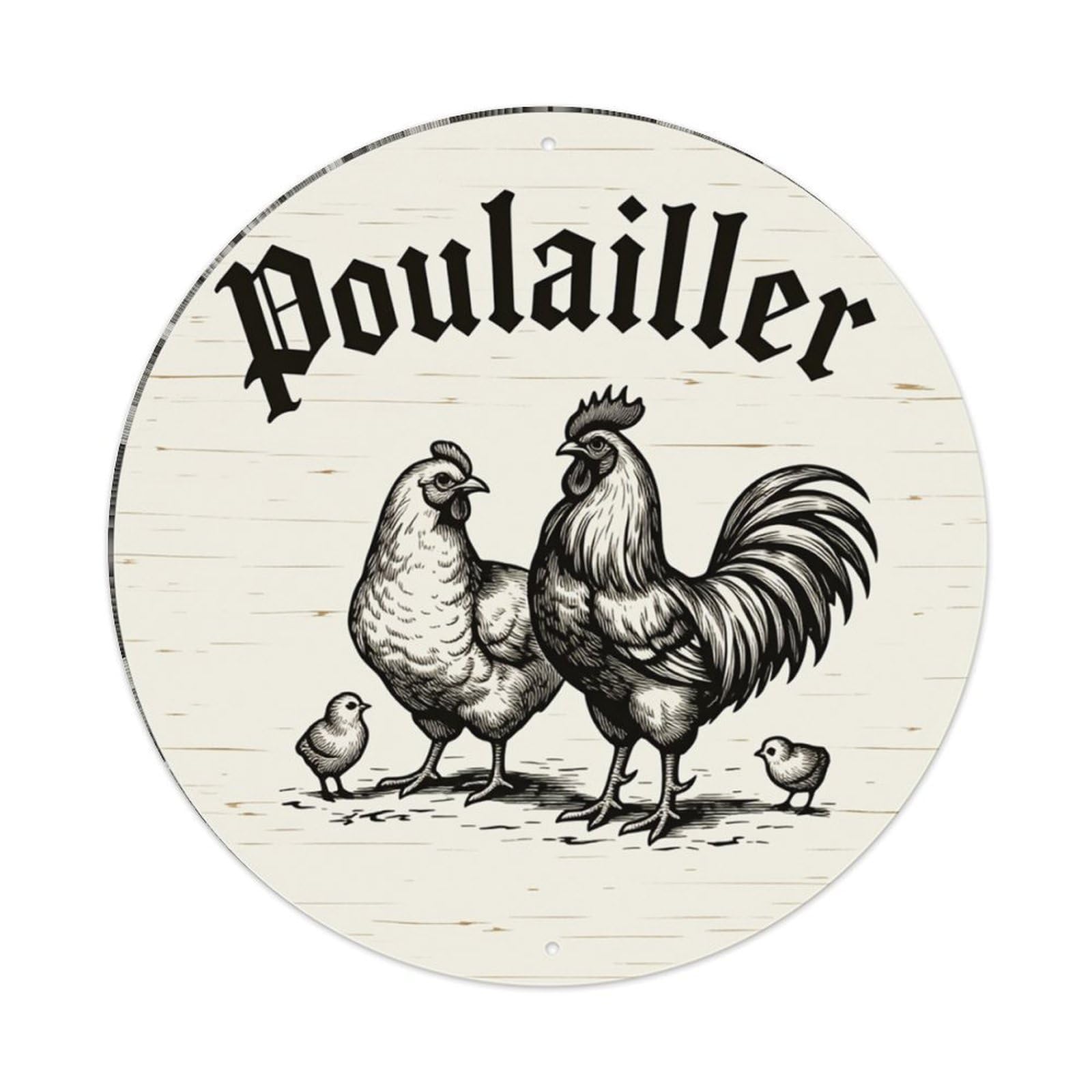 Chicken Rooster Hen Chicks Farm Round Tin Sign Retro Metal Sign for Cafe Bar Pub Home Game Room Gym Club Wall Decoration Vintage Metal Poster 8x8 Inch