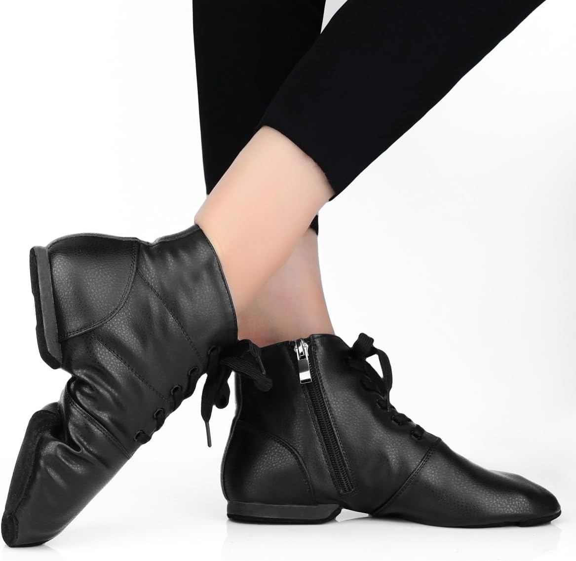 Keemi Kids Jazz Boots with Zipper Black Jazz Dance Shoes for Girls,Lace Up Jazz Shoes Dance Boots for Girls Boys Unisex Child