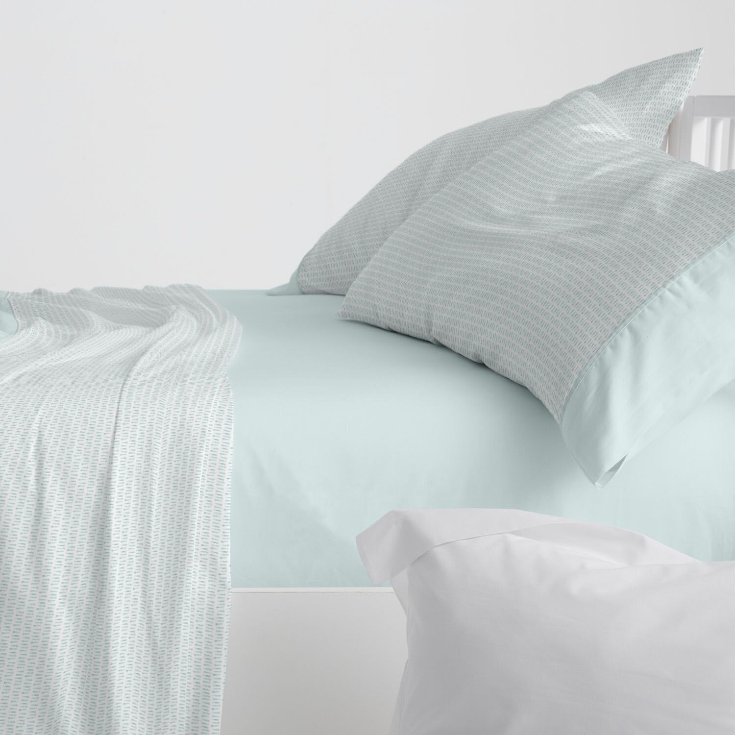 Burrito Blanco | Juego de sábanas | Cama de 135cm. (+Medidas Disponibles) | Diseño 541 | Color Agua (135x190/200cm.)