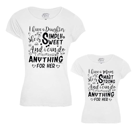 Buy Bon Organik Simply Sweet Smart Strong Tees Bon718 Dp Wh Wg32 Size Mother Xl Daughter 2 4y White At Amazon In
