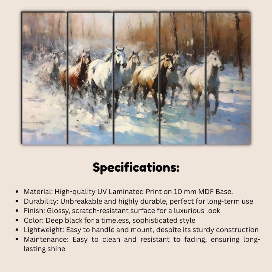 Image of Livin'luxe 5 Panel Tree of Life Wall Art | Majestic Sunset Glow & Temple Silhouettes | Surreal Green & Golden Framed Wall Art for Living Room, Pooja Room & Modern Ethnic Decor (50 x 30 Inch) XL-35419