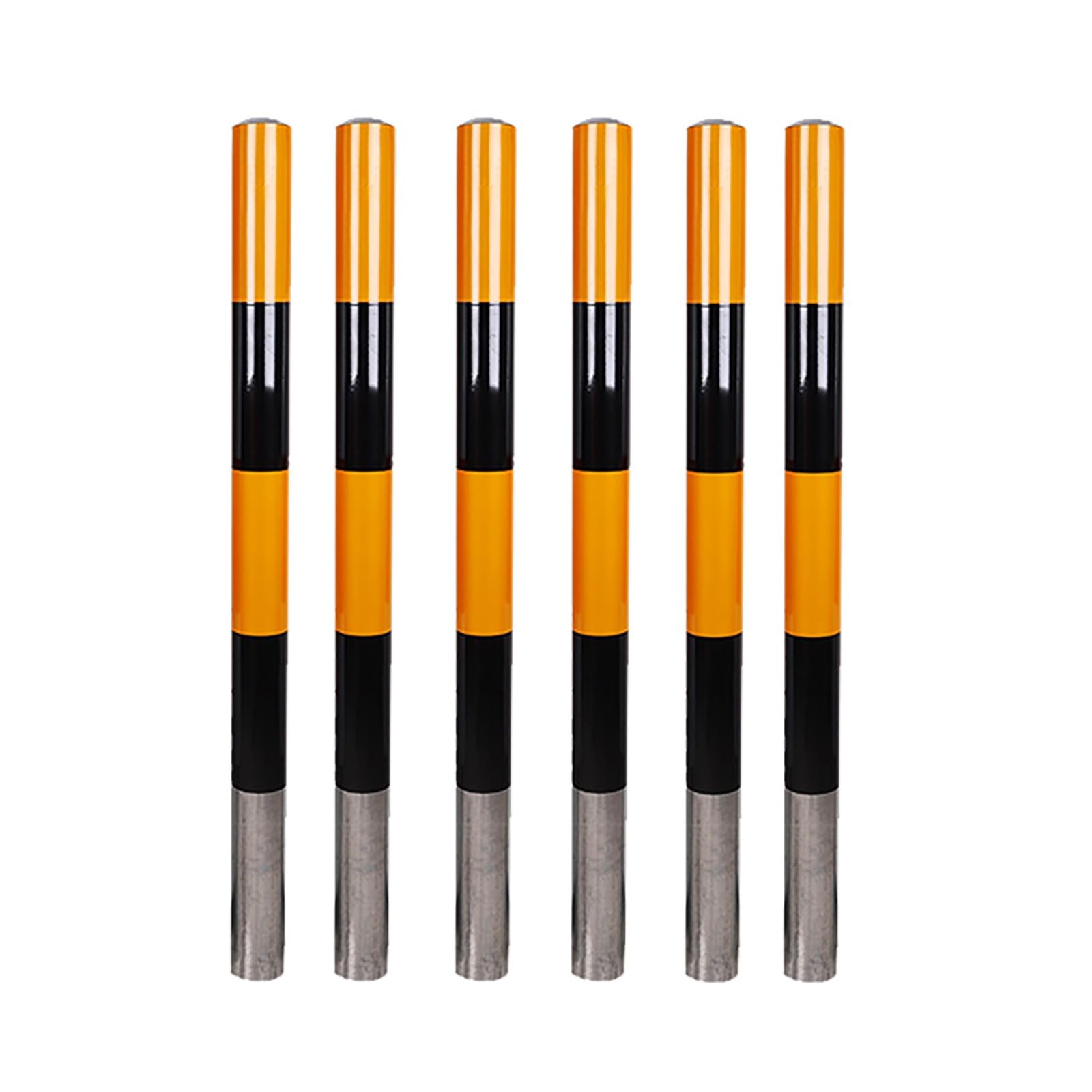 SGKOMN Heavy-Duty Safety Bollard Posts - Rustproof & Waterproof Traffic Barriers for Driveways, Reflective Security Bollards, 6pcs-yellow-39.4 * 4.5in