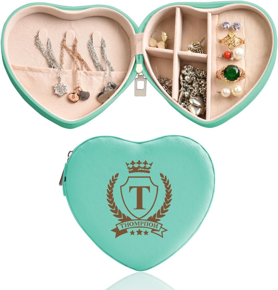 Personalized Travel Jewelry Box with Name and Initials for Women