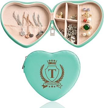 Personalized Travel Jewelry Box with Name and Initials for Women | Small travel jewelry case, personalized for women, ideal for bridesmaid proposal, birthday, wedding, Christmas and gifts