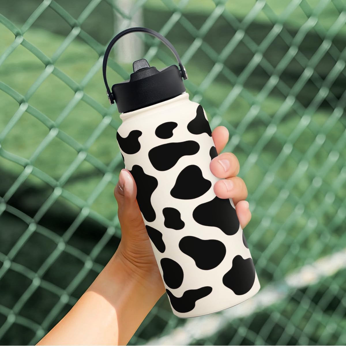 Botella de agua con estampado de vaca, de acero inoxidable, aislada al vacío con tapa, botellas de agua de vaca para gimnasio, deportes, viajes al aire libre, regalos de vaca para mujeres y niñas