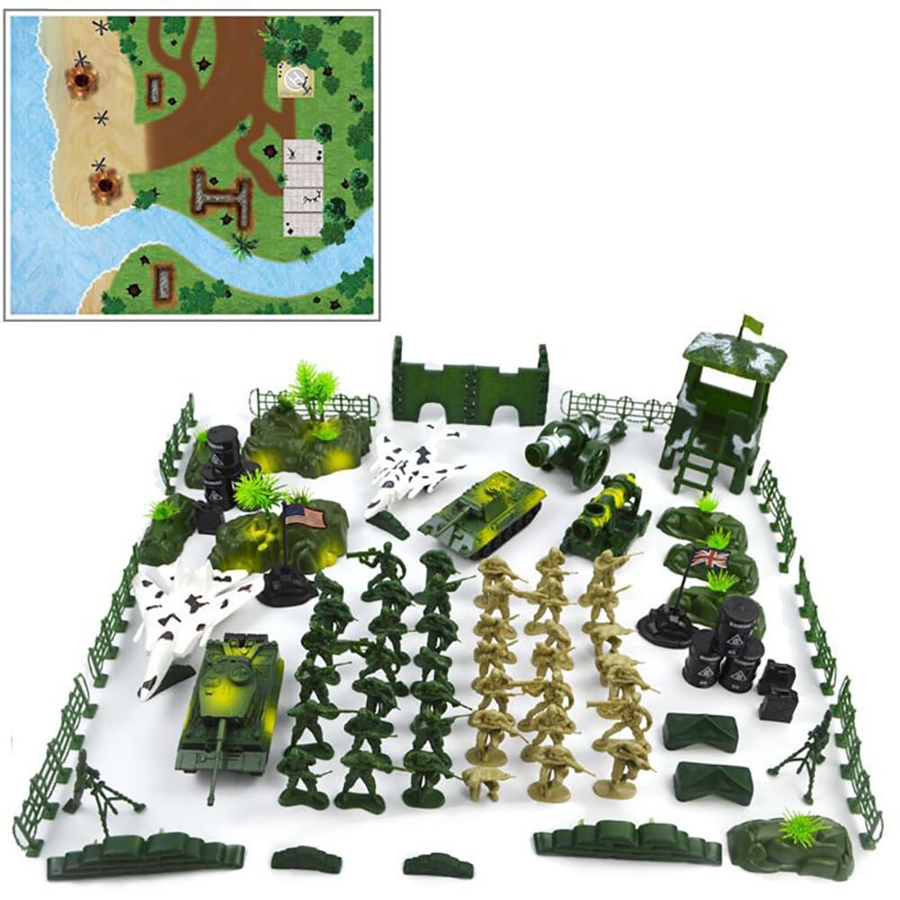 LICHENGTAI 100 Stück Militär-Spielzeugfiguren – Plastik-Soldaten, Panzer & Flugzeuge, Für Kinder Ab 3 Jahren